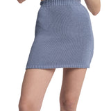 Grid Mini Skirt Denim