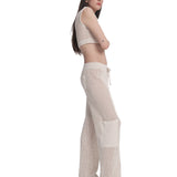 Mesh Cargo Pants Ecru