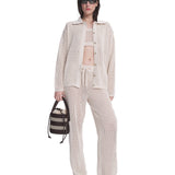 Mesh Polo Cardigan Ecru