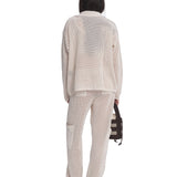 Mesh Polo Cardigan Ecru