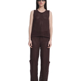 Oversized Mesh Tank Top Brown