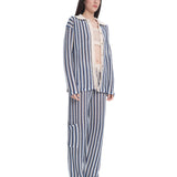 Mesh Polo Cardigan Blue Stripes