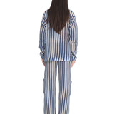 Mesh Polo Cardigan Blue Stripes