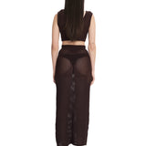Mesh Maxi Skirt Brown