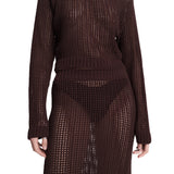 Mesh Maxi Skirt Brown