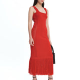 Fringe Maxi Dress Red