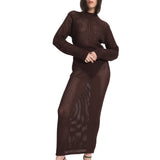 Mesh Maxi Skirt Brown
