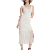 Fringe Mini Dress Ecru