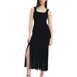 Fringe Mini Dress Black