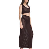 Mesh Maxi Skirt Brown